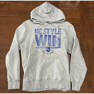 Men’s L Kansas City Royals 2015 World Series Champs Nike Grey Hoodie Sweatshirt